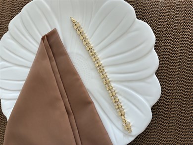 Vip Gold Baget Taşlı Duble Petek Sıralı Bileklik
