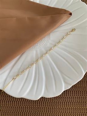 Vip Gold Baget Taşlı Kalp Sıralı Bileklik