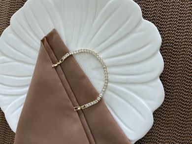 Vip Gold Baget Taşlı Kare Su Yolu Bileklik