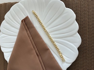 Vip Gold Baget Taşlı  Klasik Zincirli Bileklik