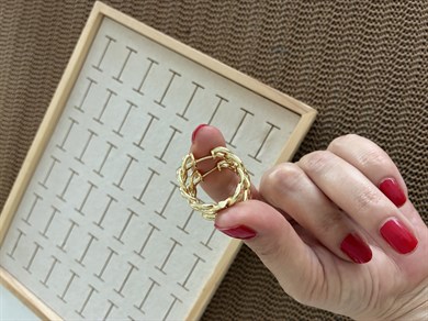 Vip Gold Baget Taşlı Zincir Halka Küpe