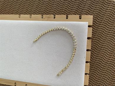 Vip Gold Baget Tek Taş Kalp Sıralı Bileklik