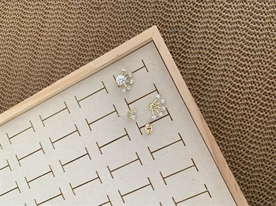Vip Gold Baget Tek Taş Kral Tacı Tasarım Küpe