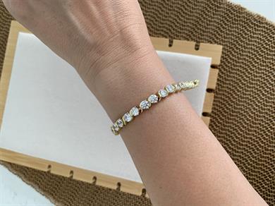 Vip Gold Gömme Tek Taş S Sıralı Su Yolu Bileklik 