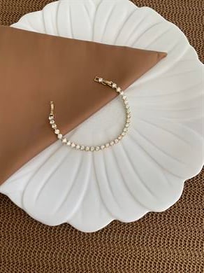 Vip Gold Baget Tek Taş Sıralı Su Yolu Bileklik 