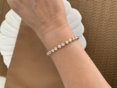 Vip Gold Baget Tek Taş Sıralı Su Yolu Bileklik 