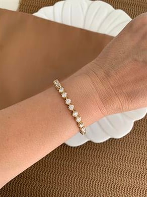 Vip Gold Baget Tek Taş Sıralı Su Yolu Bileklik 