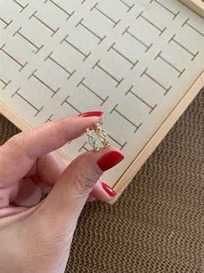 Vip Gold Baget Tek Taşlı Damla Halka Küpe