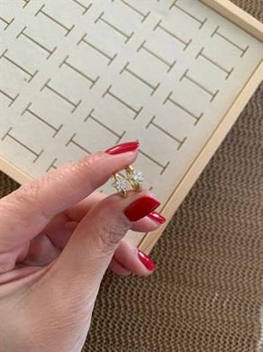 Vip Gold Baget Tek Taşlı Yıldız Halka Küpe