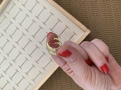 Vip Gold Bombeli Zirkon Taşlı Çizgili Halka Küpe