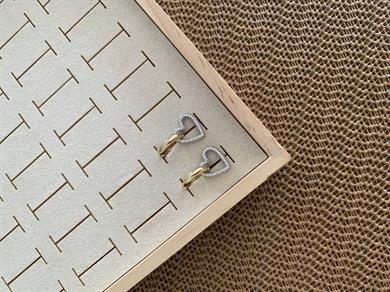 Vip Gold Boru Halka Zirkon Taşlı Kalp Sallantılı Küpe