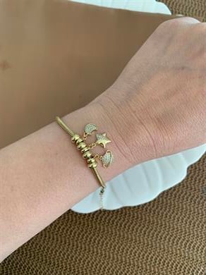 Vip Gold Boru Zincirli Gezegen Yıldız Charm Bileklik