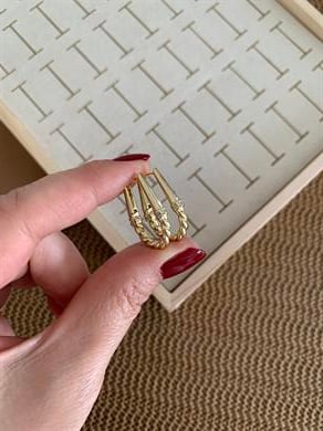 Vip Gold Burgu Tasarım U Küpe 