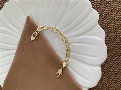 Vip Gold Büyük Oval Zincirli Bileklik