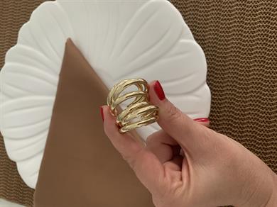 Vip Gold Büyük Plaka Üç Sıra Boru Ay Küpe