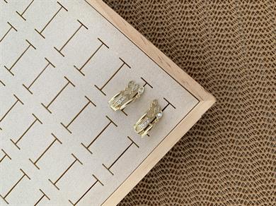 Vip Gold Damla Baget Taş Salllantılı Tasarım Küpe