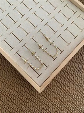Vip Gold Damla Baget Taş Sıralı Tasarım  Küpe