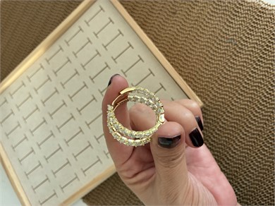 Vip Gold Damla Baget Taşlı Su Yolu Tasarım Halka Küpe