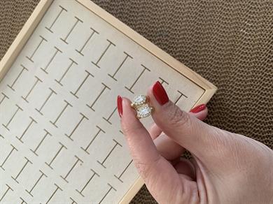 Vip Gold Damla Tek Taşlı Küçük Halka Küpe