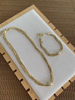 Vip Gold Dokuz Sıra İnce İtalyan Zincirli Topçuk Kolye Bileklik Set