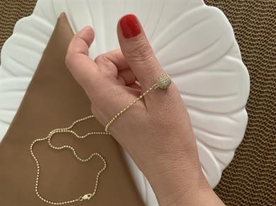 Vip Gold Dorika Zincir Zirkon Taşlı Top Y Kolye