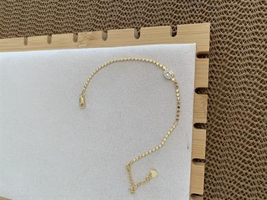 Vip Gold Ezme Zincir Zirkon Taşlı Kare Baget Bileklik