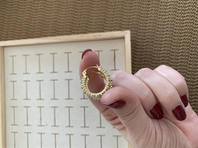 Vip Gold Gömme Baget Taşlı Halka Küpe