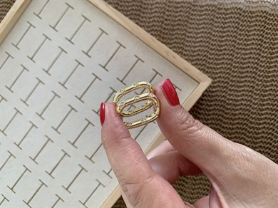 Vip Gold Gömme Taşlı Dikdörtgen U Küpe