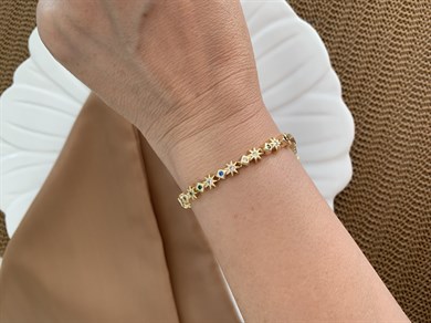 Vip Gold Gömme Taşlı Kutup Yıldız Sıralı Bileklik