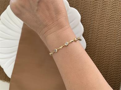 Vip Gold Gömme Tek Taş Su Yolu Bileklik