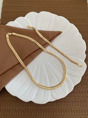 Vip Gold Hasır Örgü Kolye Bileklik Set