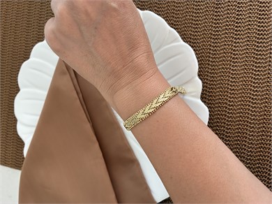 Vip Gold Hasır Zincirli Tasarım Bileklik