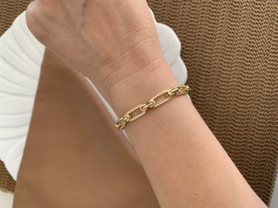 Vip Gold İç İçe Geçme Çizgili Ataç Zincir Bileklik