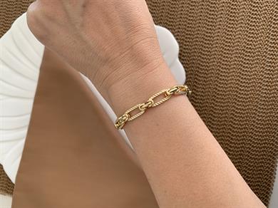 Vip Gold İç İçe Geçme Çizgili Ataç Zincir Bileklik