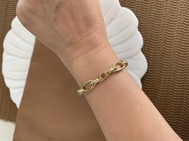 Vip Gold İç İçe Geçme Oval Zincir Bileklik