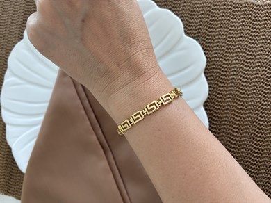 Vip Gold İç İçe Geçme Plaka S Sıralı Bileklik