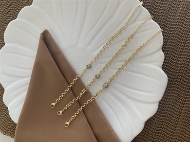 Vip Gold İç İçe Geçme Zincirli Zirkon Taş Mavi Nazar Top Bileklik