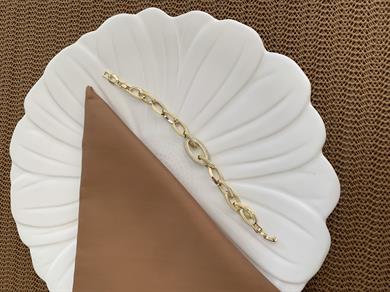 Vip Gold İç İçe Geçme Zirkon Taşlı Oval Zincir Bileklik