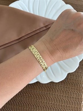 Vip Gold İki Sıra İç İçe Geçme S Bileklik