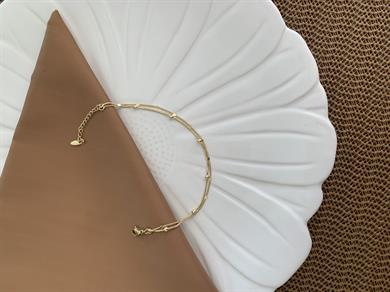 Vip Gold İkili Ezme Zincirli Topçuk Bileklik