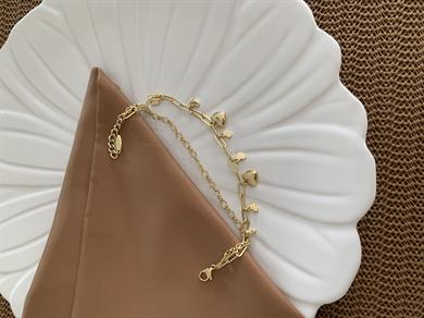 Vip Gold İkili Kalp Charm Bileklik