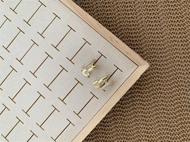 Vip Gold İkili Zirkon Taşlı U Tasarım Küpe