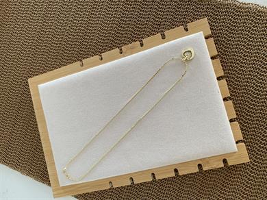 Vip Gold İnce Ezme Zincir Gömme Taşlı Kalp Kolye