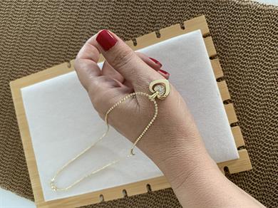 Vip Gold İnce Ezme Zincir Gömme Taşlı Kalp Kolye