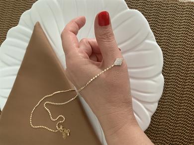Vip Gold İnce Ezme Zincir Zirkon Taşlı Üçgen Y Kolye