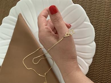 Vip Gold İnce Ezme Zincir Zirkon Taşlı Yıldız Y Kolye
