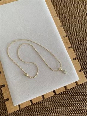 Vip Gold İnce Ezme Zincir Zirkon Taşlı Mini Damla Kolye