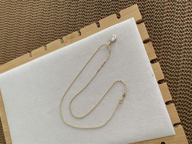 Vip Gold İnce Ezme Zincirli Daire Tek Taş Kolye