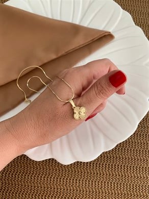 Vip Gold İnce İtalyan Zincirli Yonca Kolye