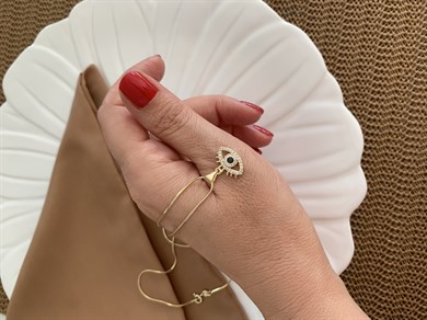 Vip Gold İnce İtalyan Zincirli Zirkon Taş Göz Kolye